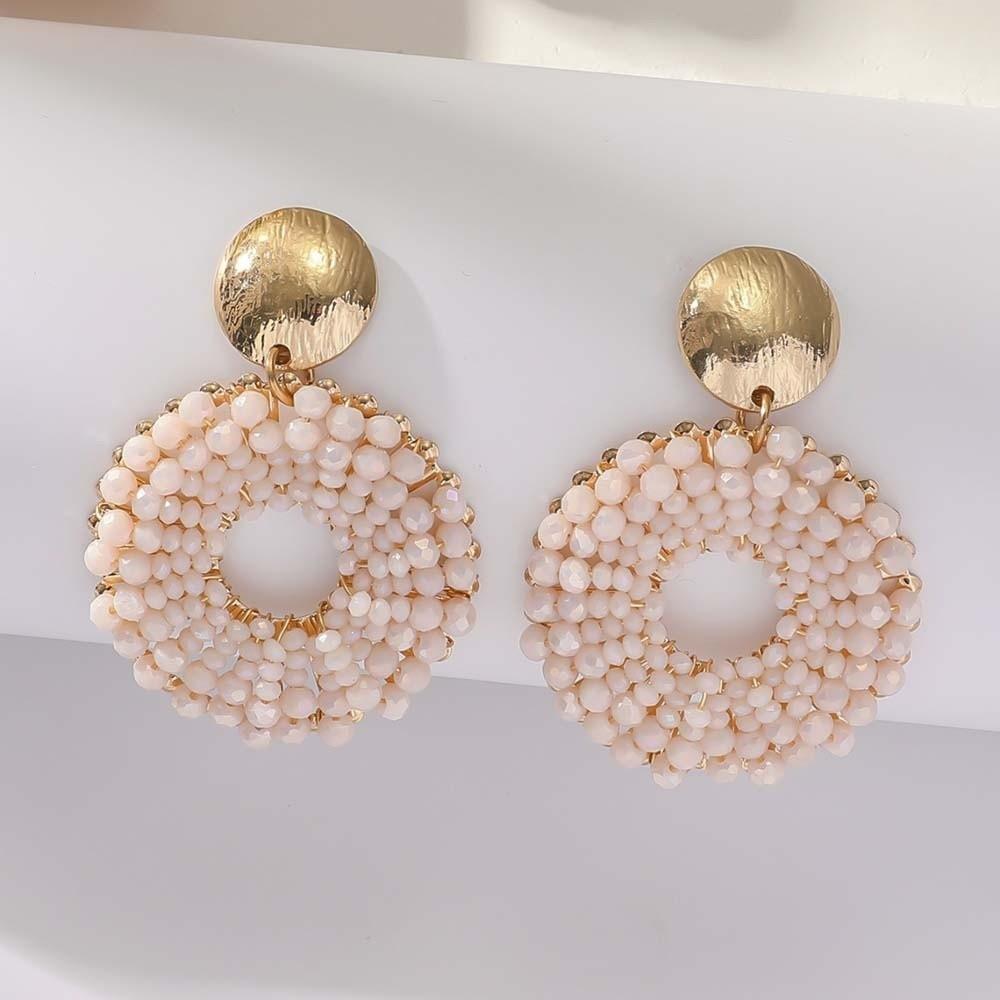 1 pair Ethnic Style Glass Mini Beads Earrings Jewelry Round Beaded Earrings Banquet