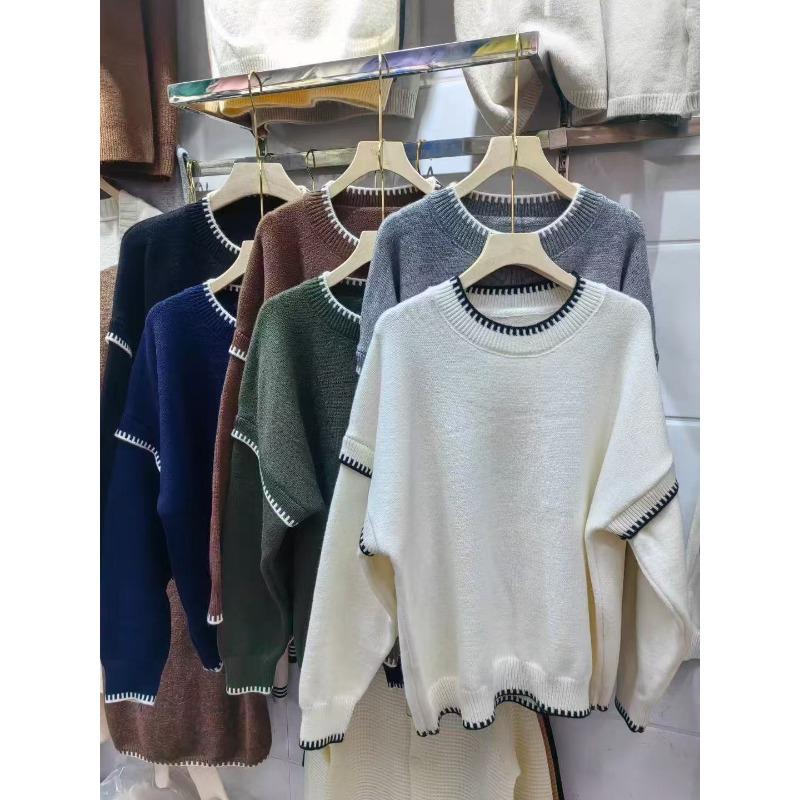 Autumn and Winter New Loose and Lazy Slack Round Neck Pullover Sweater Women's Design Sense Knitted Sweater