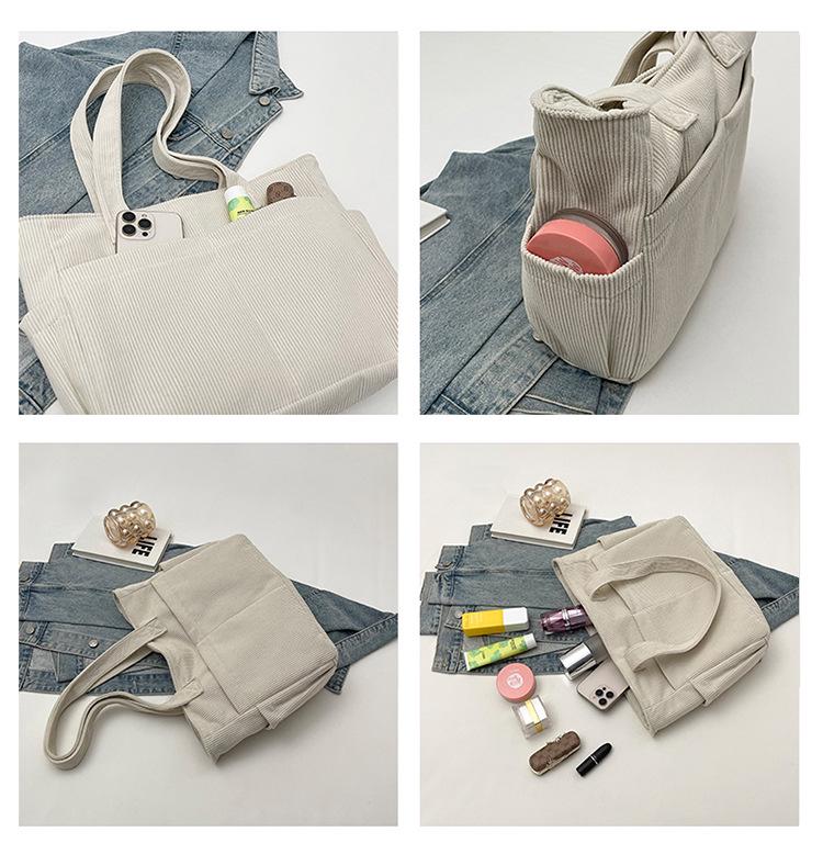 Вельветовая сумка-тоут в стиле ретро - многокарманная, вместительная сумка.