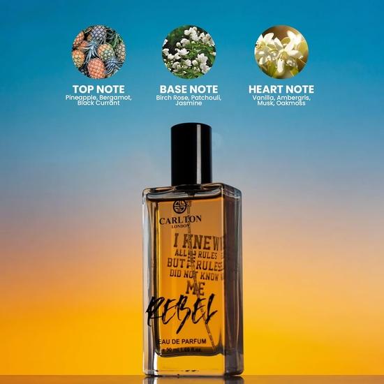 Carlton London Men Rebel Eau Da Parfum - 50 мл I Modern & Masculine I Премиум стойкий роскошный аромат для мужчин, мальчиков, пап, ароматическая смесь жасмина