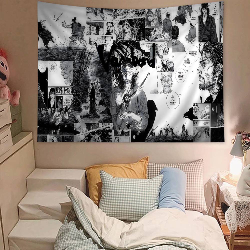 Anime Vagabond Tapestry Art Printing Japanese Wall Tapestry Anime Wall Hanging Home Decor