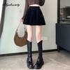 Осень Зима Женская Черная Вельветовая Мини-юбка с Высокой Посадкой, Юбка для Бального Платья, Милая Сладкая Базовая Женская Юбка с Воланами, Короткие Юбки