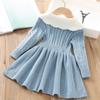 Winter Girls Knitting Wool Long Sleeve Dress Autumn Girls Baby Ruffle Knitted Princess Sweater Dress Casual Clothes