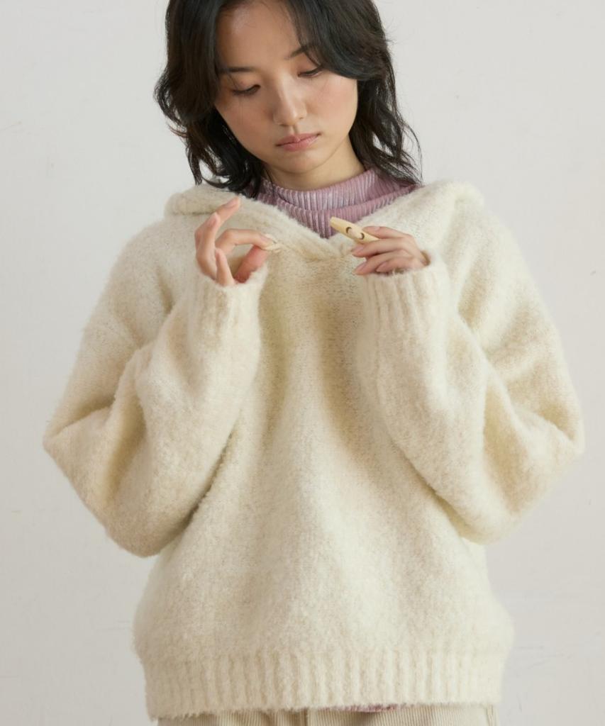 WIOE Cotton Candy Knit Hoodie_White