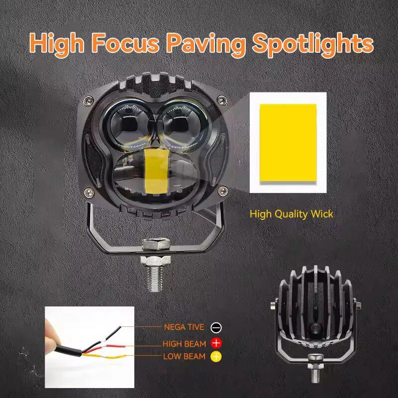 1/2 шт. светодиодный прожектор, вспомогательный свет, линза, фара дальнего света, противотуманная фара, белый DC12-80 В для внедорожника 4x4, внедорожника, квадроцикла, UTV 12 В 24 В