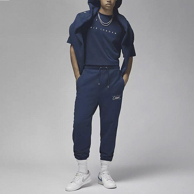 Jordan Union Collaboration Series Solid Logo Joggers With Drawstring Unisex Bottoms Midnight-Blue DV7337-419
