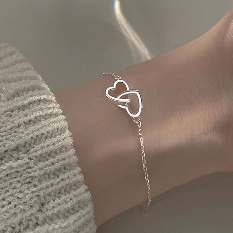 17KM Korean Silver Heart Bow Bracelets for Women Crystal Butterfly Star Moon Beads Bracelet Accessories Jewelry