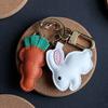 Handmade Leather Keychains Bag Charm Radish Rabbit Cute Simple DIY Keychain Material Bag Couple  Bag Pendant Birthday Gift