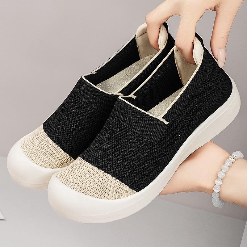 Женская обувь для внешней торговли лето летящая тканая обувь простая с мелким вырезом сетчатая обувь удобная дышащая повседневная обувь модная универсальная одинарная