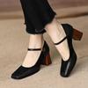 Fashion Women Shallow High Heels Chunky Shoes 2024 Autumn Designer Square Toe New Fashion Walking Shoes Pumps Sexy Dress Mujer Zapatos