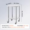 SucceBuy Stainless Steel Work Table with Wheels 3 Adjustable Height Levels Heavy Duty Food Prep Worktable for Commercial Kitchen