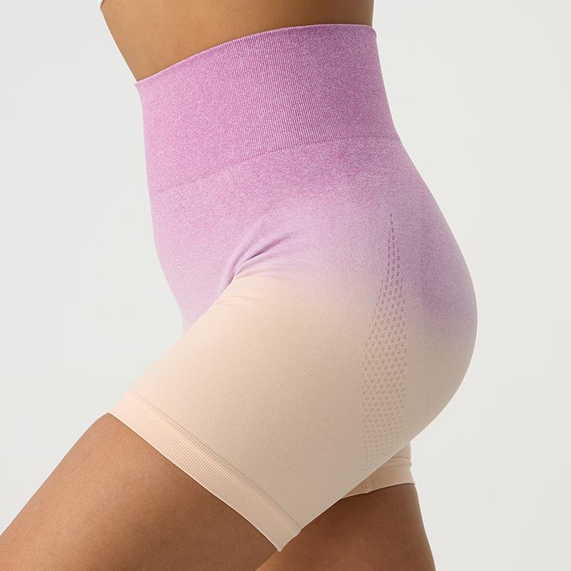 European and American belly and beautiful buttocks gradual change three-point fitness pants women's high waist hip lift running tight sports peach
