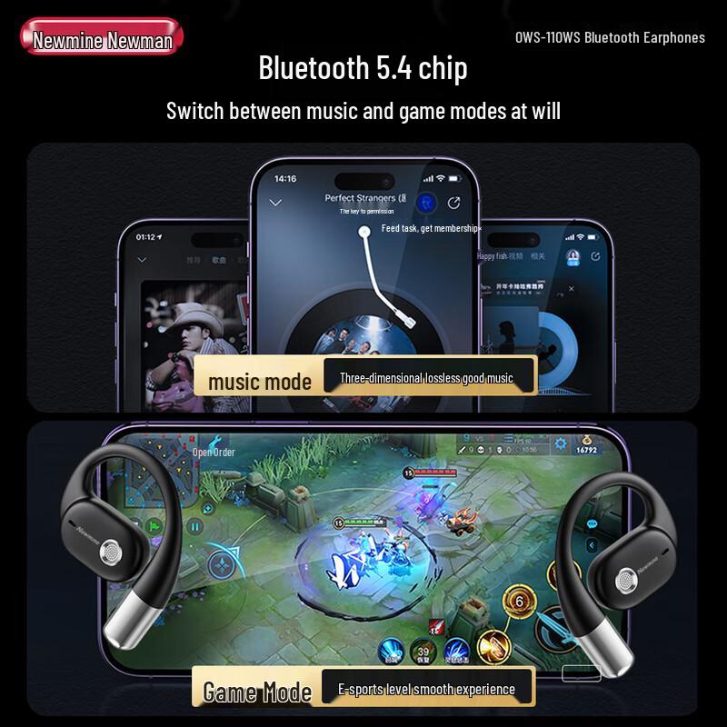 Newman OWS-11 Bone Conduction Open-Ear Bluetooth Headphones