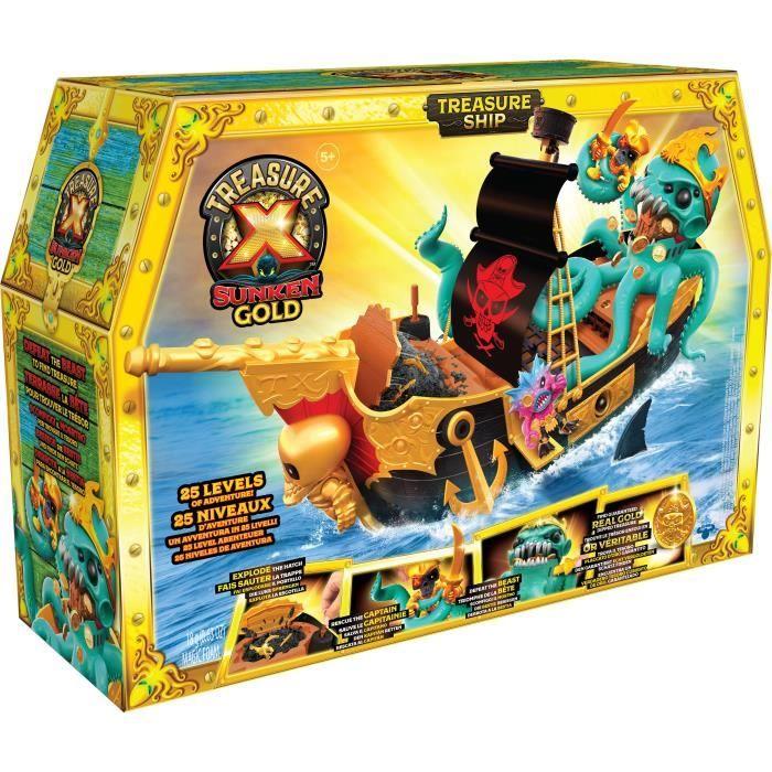 Jouet - WORLDS APART - Trésor X 41579 - Bateau Pirate avec figurines et trésors en or véritable
