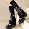 Cowboy Leg Cover  Thin Black Pile Socks Paired With Small Leather Shoes And Mid Tube Socks For Women