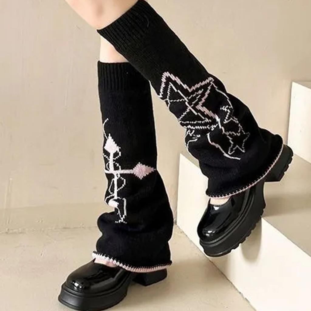 Cowboy Leg Cover Thin Black Pile Socks Paired With Small Leather Shoes And Mid Tube Socks For Women