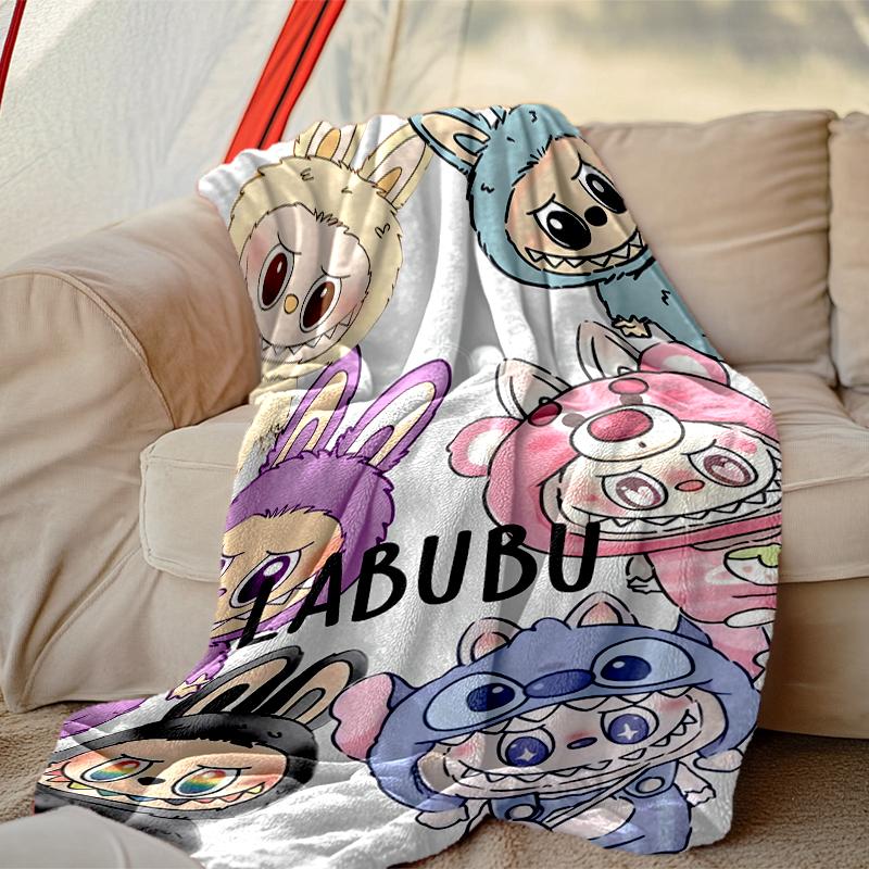 [1pc LABUBU Blanket] All-Season Blanket - Cozy Blanket for Sofa Couch Home Decoration, Digital Printed Nap Blanket