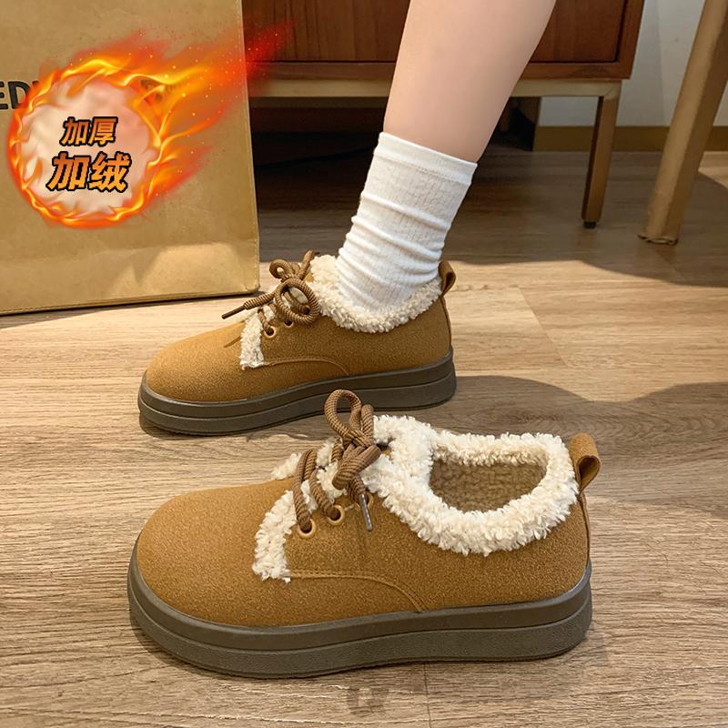CRLAYDK Snow Shoes для женщин, зимние ботинки на шнуровке, низкие ботинки на платформе, теплые замшевые с меховой подкладкой, удобные кроссовки для ходьбы на открытом воздухе