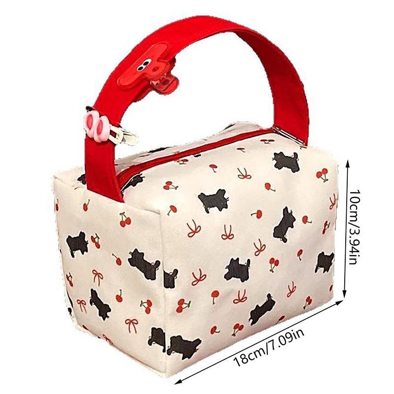 Милая черная кошка с бантом в виде вишневого банта, ручная косметичка, вместительная дорожная переносная сумка для хранения всякой всячины, модная косметичка, подарок