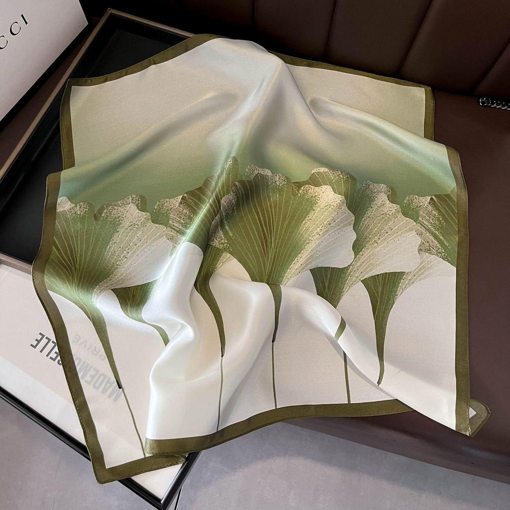 Hangzhou 100% Mulberry Silk Floral Lotus Women's Scarf, 53cm Square Shawl