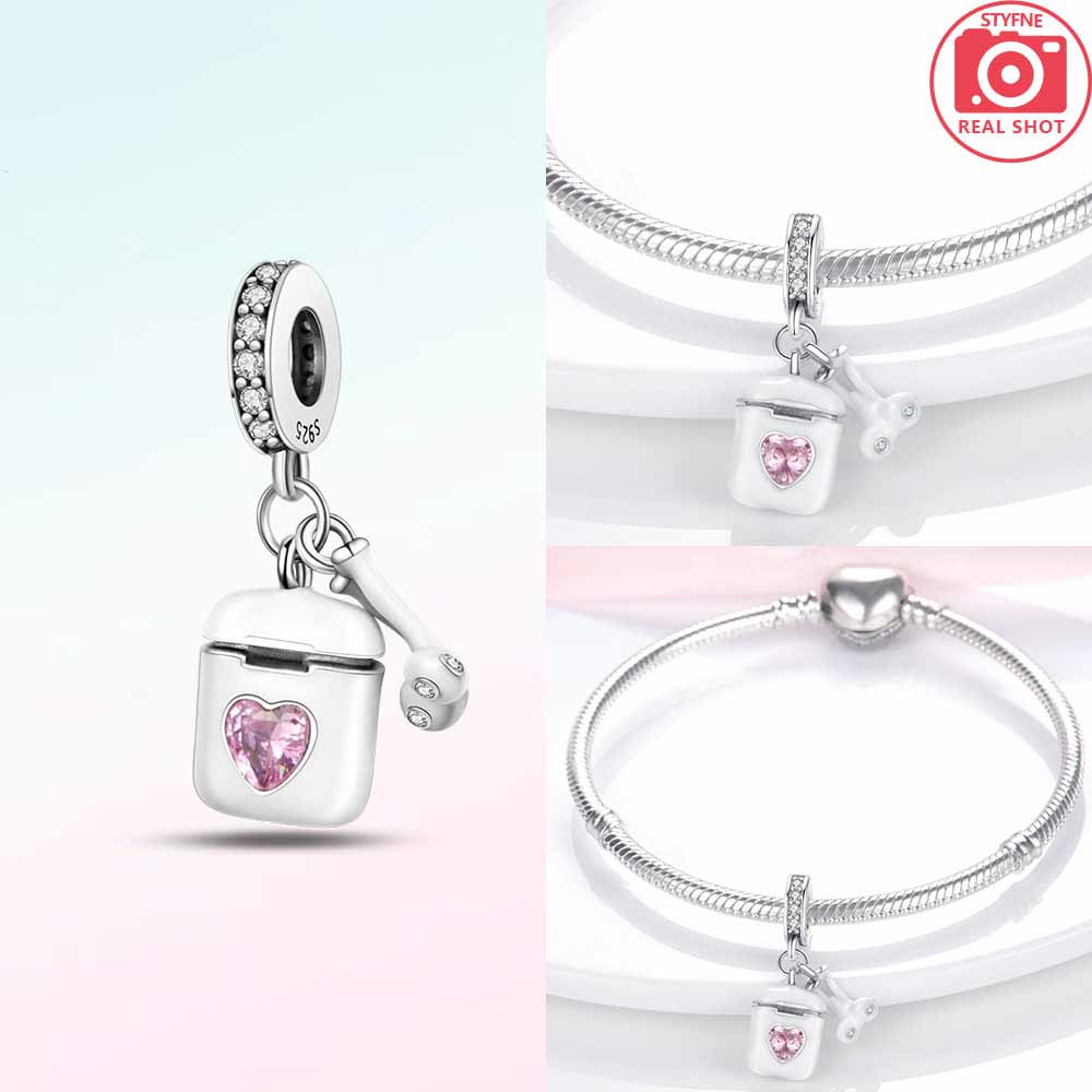 Copper Charm Fit Original Pink Pendant Charm Bracelet Necklace Women Beads Diy Jewerlry Accessories Fine Gift