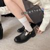 Cowhide Version, Spring New Retro T-button Mary Jane Shoes Women's Loafers Low-heeled Single Shoes Splicing Small Leather Shoes Tide