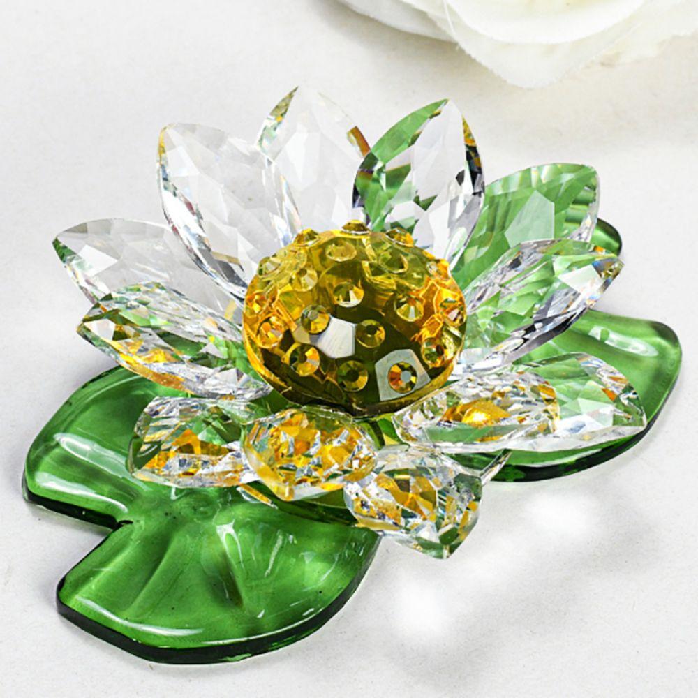 Decorative Glass Flowers Ornament Suncatcher Mini Lotus Crystal Statue Cabinet