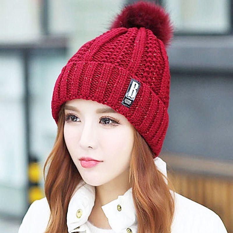 2pcs Knit Hat Scarf Set Thick Plush Windproof Cozy Warm for Autumn/Winter Hat EMA