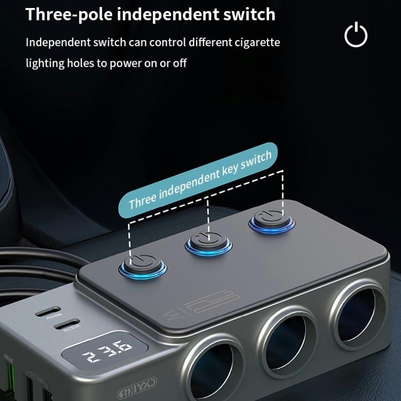 8 в 1 120 Вт автомобильное зарядное устройство для телефона адаптер прикуривателя PD 3.1A QC3.0 несколько портов быстрая зарядка USB зарядное гнездо разветвитель вилка