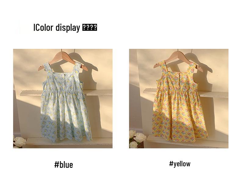 Летнее хлопковое платье-майка с корейским цветочным принтом для девочек 2026
