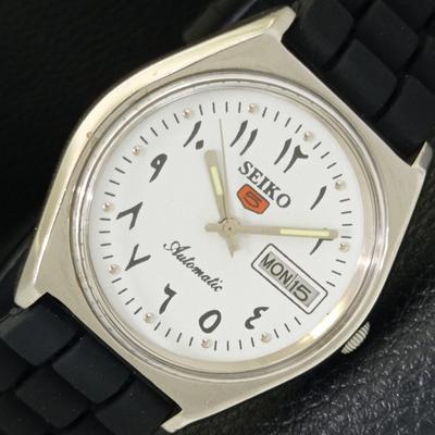 ВИНТАЖНЫЕ АВТОМАТИЧЕСКИЕ ЧАСЫ SEIKO 5 6319A ЯПОНИЯ МУЖСКИЕ БЕЛЫЙ ЦИФЕРБЛАТ С АРАБСКИМИ ЦИФРАМИ a701444-5