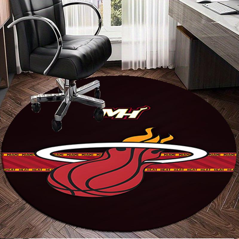 Miami-Heat Basketball Art Round Rug for Livingroom,Bedroom, Palyroom, Chair Rug, Area rug, Circle Carpet, Large Size Fan Christmas gift