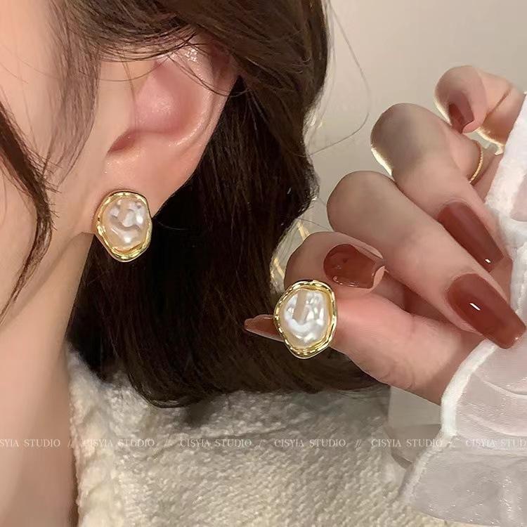 Серебряная игла те же золотые серьги женские легкая роскошь высококачественный темперамент жемчужные пусеты ретро новые серьги