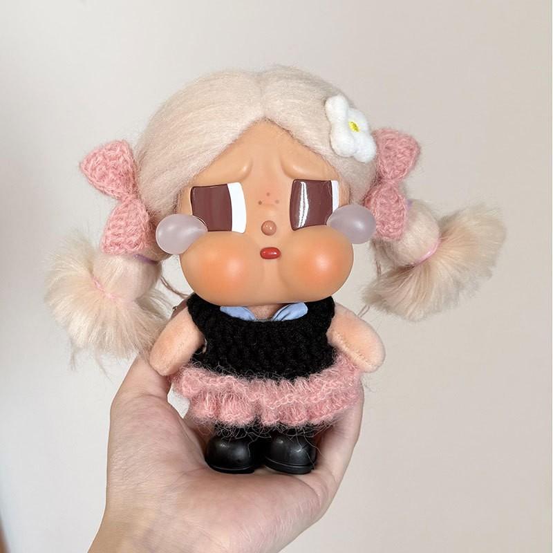 15cm BJD Doll Outfit Black Pink Skirt Crochet Vacation Dress Set Crybaby Style Dolls