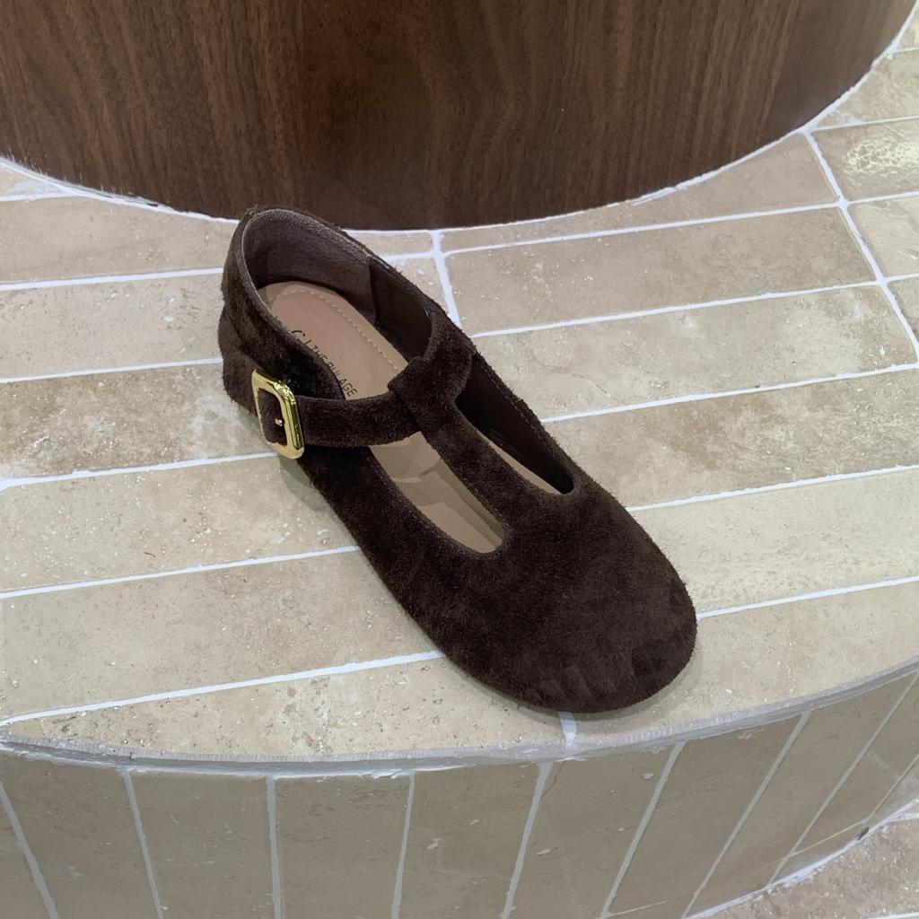 Fashion IPPEUM Women Mary Janes Shoes 2025 New Fall Fashion Brown Round Toe Ballet Flat Shoe