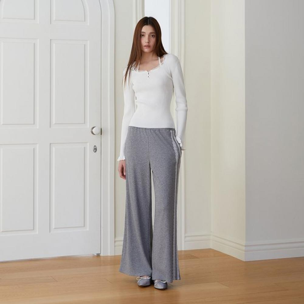 Square Neck Lace Trimming Knit Top Es2okl04