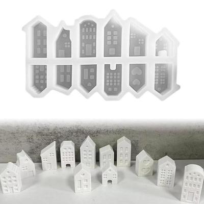 Форма для свечей «Домик», 12 шт. 3D силиконовые формы для домиков, гипсовая силиконовая форма для свечей «Домик», многоразовые формы для поделок, формы для изготовления рождественских свечей