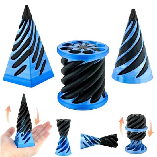 3 шт./набор 3D-печатных спиральных конусов, невозможных пирамид, проходных скульптур, спиральных цилиндров, фигурок, снятия стресса, тревожности, обучающих игрушек-пирамид