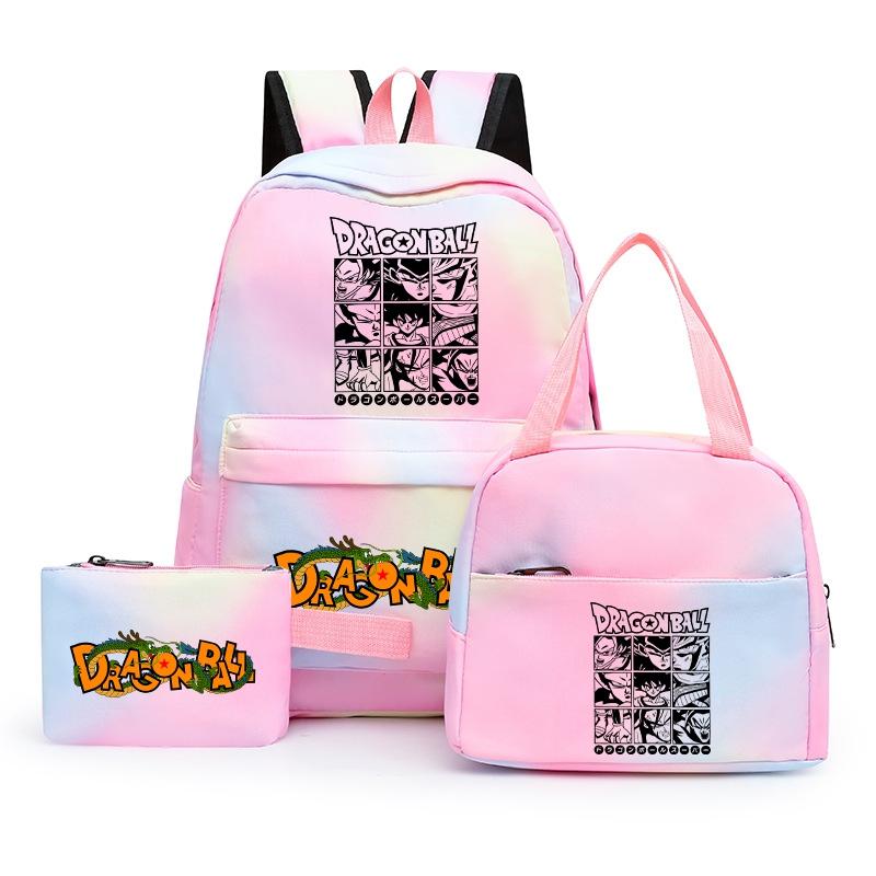 3Pcs/set Anime Dragon Ball Backpack for Girls Boys Back To Schoolbag with Lunch Bag Student Bookbag Men Women Travel Bag Mochila