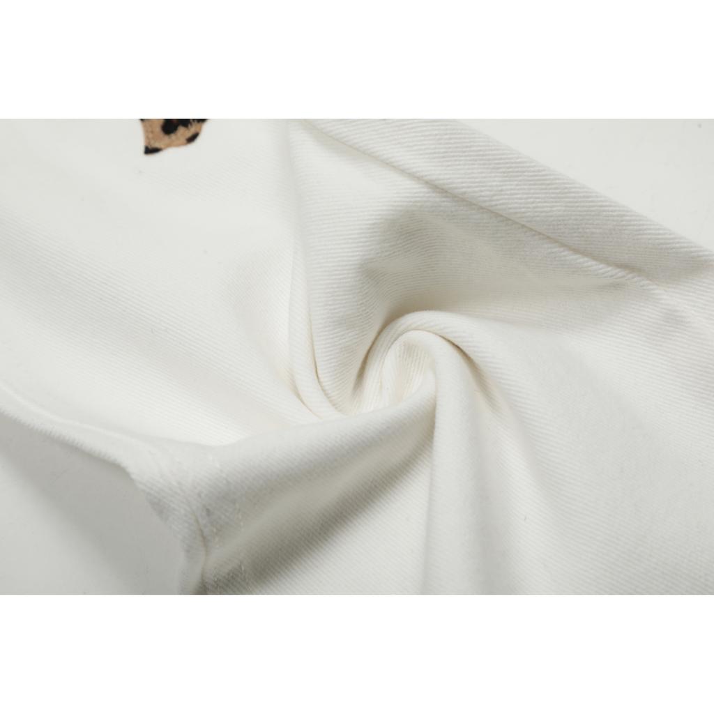 7704 CHROME HEARTS Men's and Women's American Style Trendy Jeans with Fabric Patches, Casual and Fashionable High Street Pants