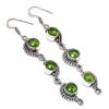 Natural Peridot Gemstone Handmade 925 Sterling Silver Jewelry Earring 3.27" C4R97