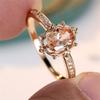 1 Pair Golden Color Oval Cut Champagne Ring Wedding Band Valentine's Day Mother's Day Jewelry