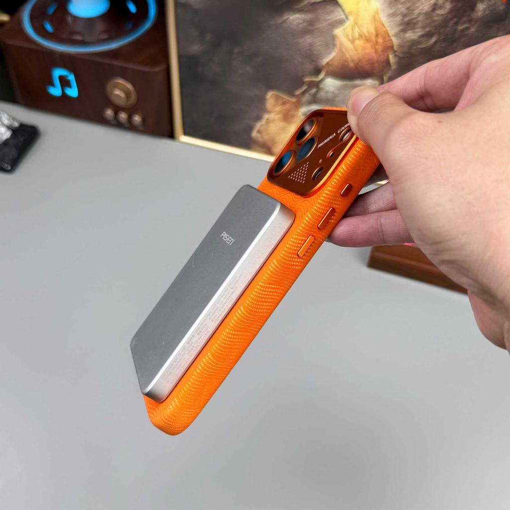 Кожаный магнитный чехол с волнообразным узором для iPhone 17 Pro Max с защитой от падения 16 металлических линз