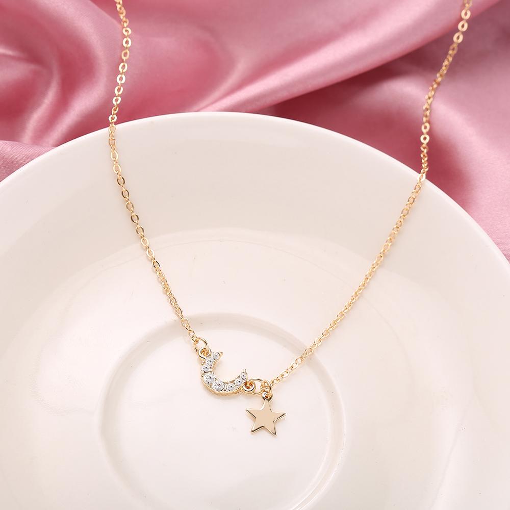 Модное простое ожерелье со звездой и луной на ключице, элегантное сладкое ожерелье-пендан, женские ювелирные аксессуары
