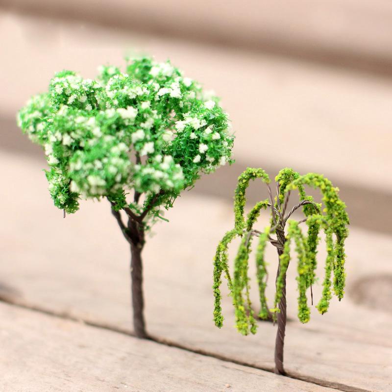 Pink Peach Flower Tree Miniature Ornament for DIY Landscaping