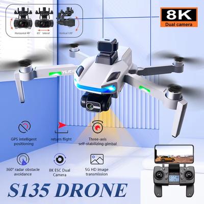 Новый дрон S135 2025 года 8K ESC HD-камера Трехосевой Профессиональный 360° Радар Предотвращение препятствий GPS Обратный канал Дрон 5G FPV Бесколлекторный двигатель RC Квадрокоптер Игрушка