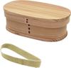 Osaka Choseido Magewappa Bento Box with Dividers and Lunch Band Beige (Long Oval, 400cc, Band)