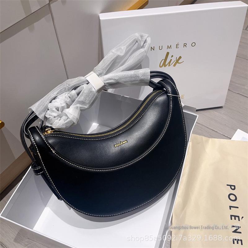 «POLENE Paris Женская сумка-седло из натуральной кожи в форме полумесяца»