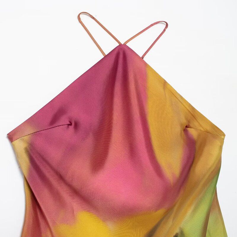 Fashion Style 2024 Autumn New Women's Clothing Stylish Print Sleeveless Halter Long Dress 8505157