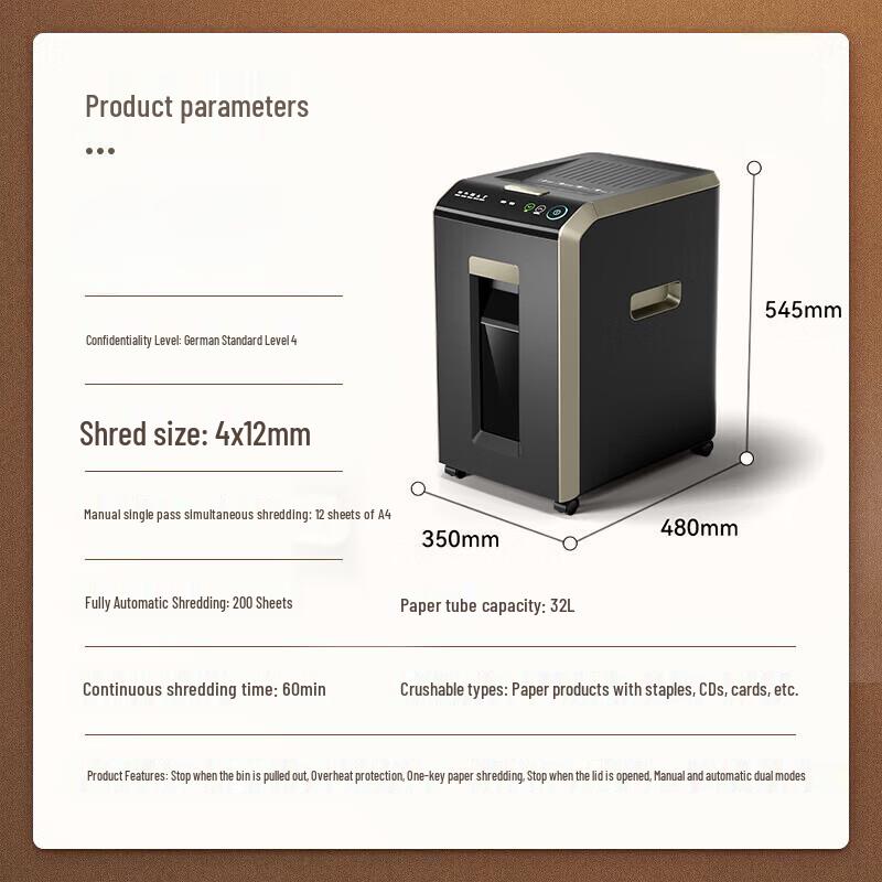 Deli G2 200-Sheet Auto-Feed Micro-Cut Commercial Shredder